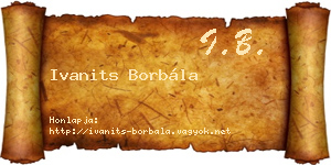 Ivanits Borbála névjegykártya